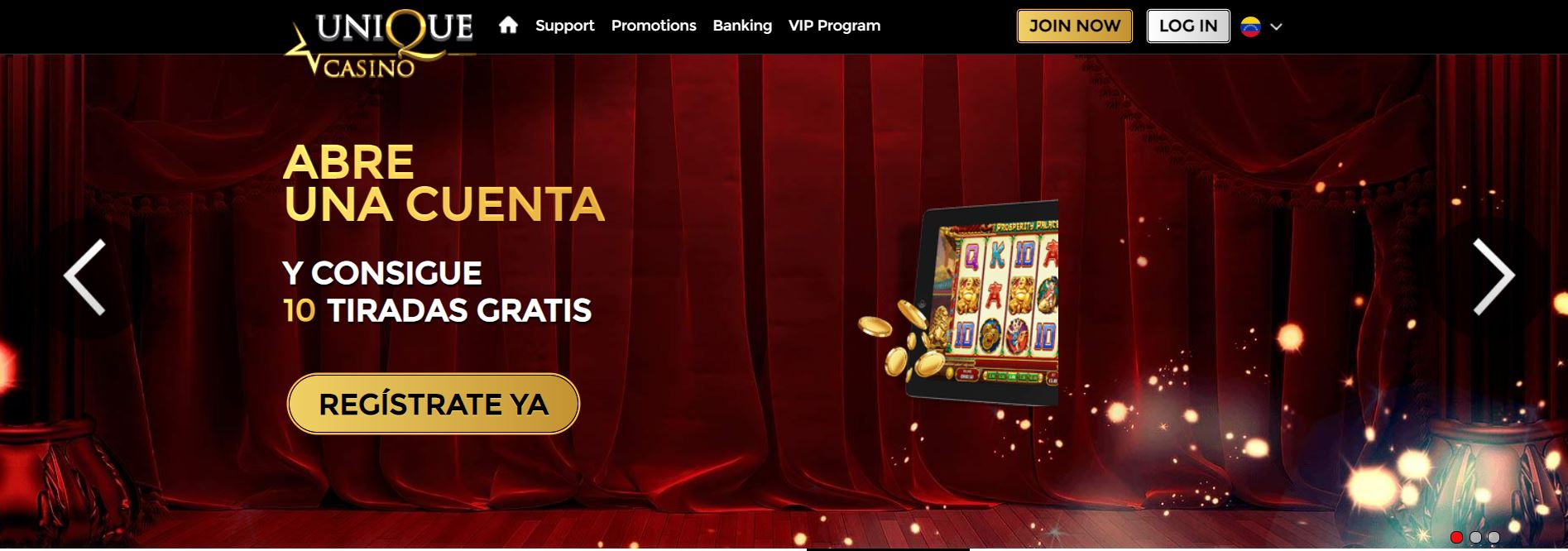 10 tiradas gratis de Unique Casino en Venezuela